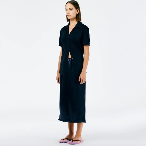 Tibi Navy Satin Slip Skirt, size XXS - Picture 3 of 8